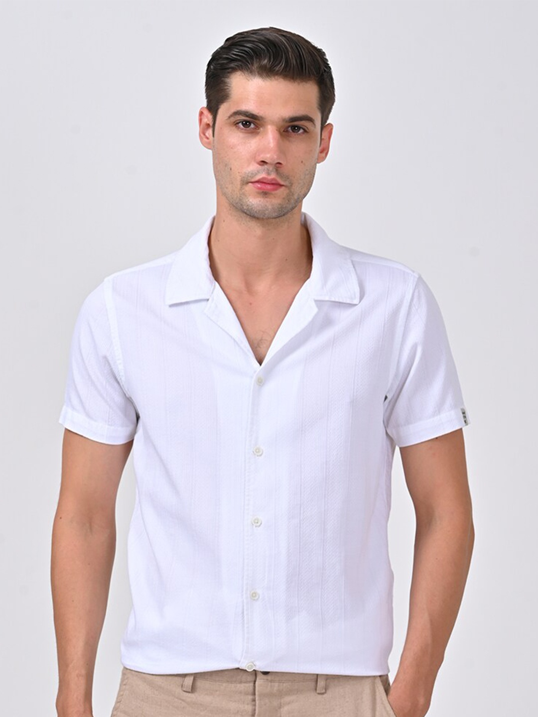 

POE Smart Slim Fit Opaque Cotton Casual Shirt, White