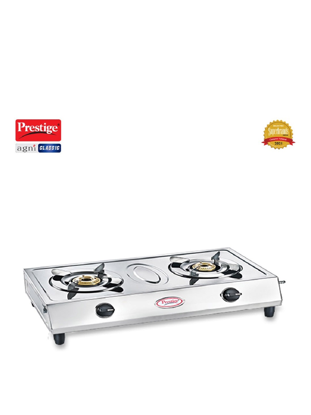 

Prestige Agni Classic Silver Toned Stainless Steel 2 Burners Manual Gas Stove