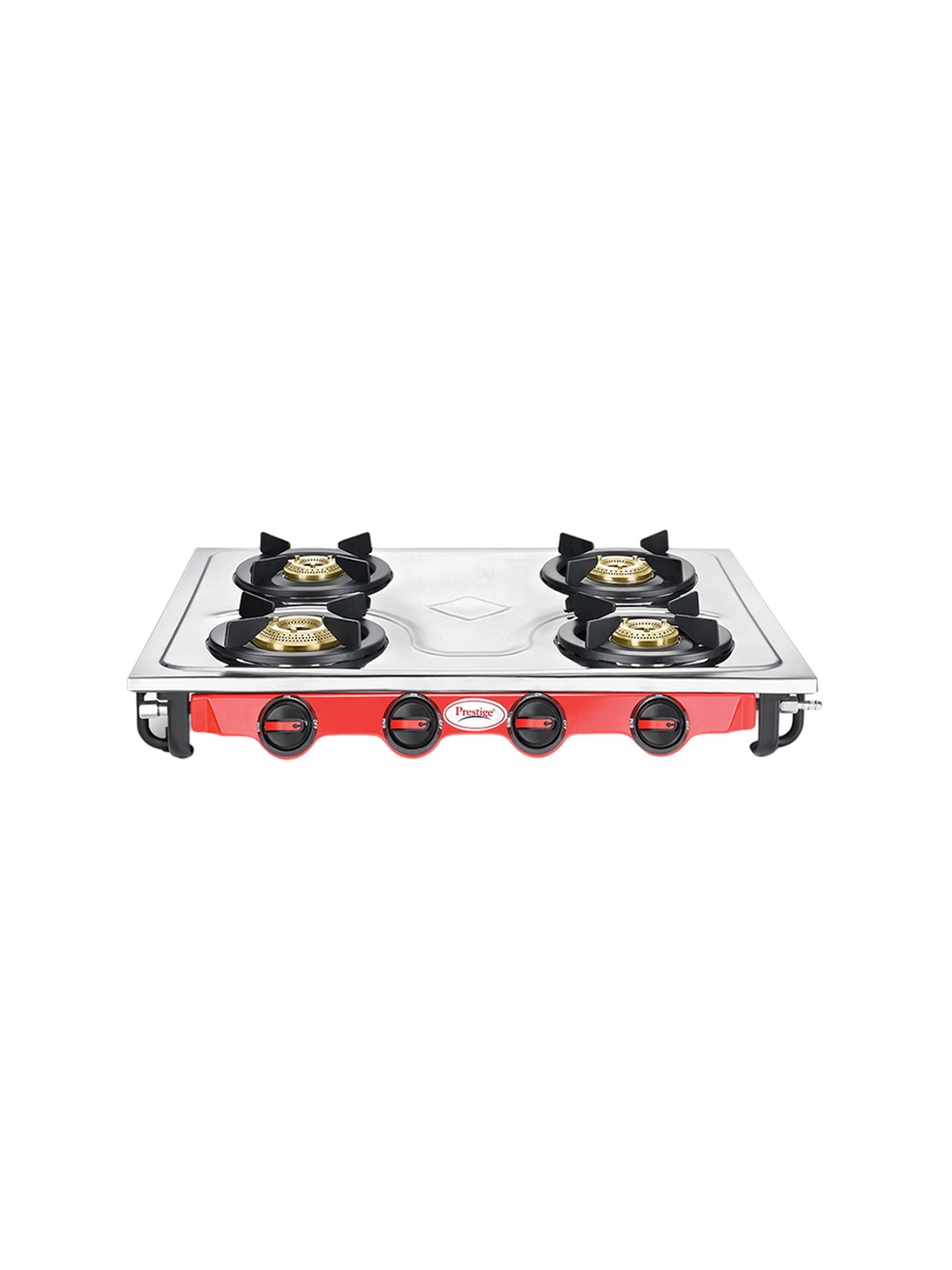 

Prestige Red & Grey Sleek Stainless Steel Manual 4 Burners Gas Stove