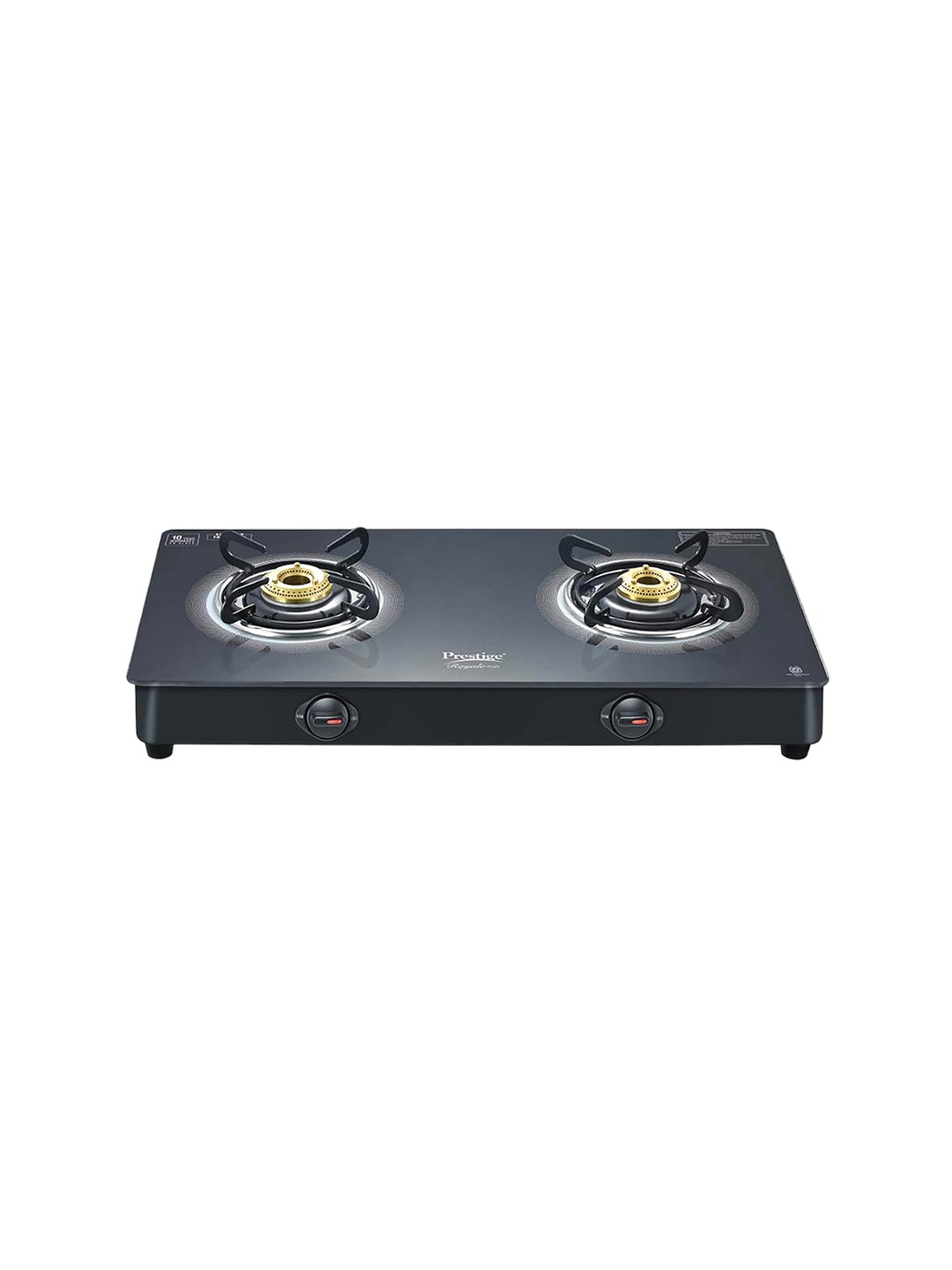 

Prestige Black Royale +Gt02 Toughened Glass Top Manual 2 Burners Gas Stove