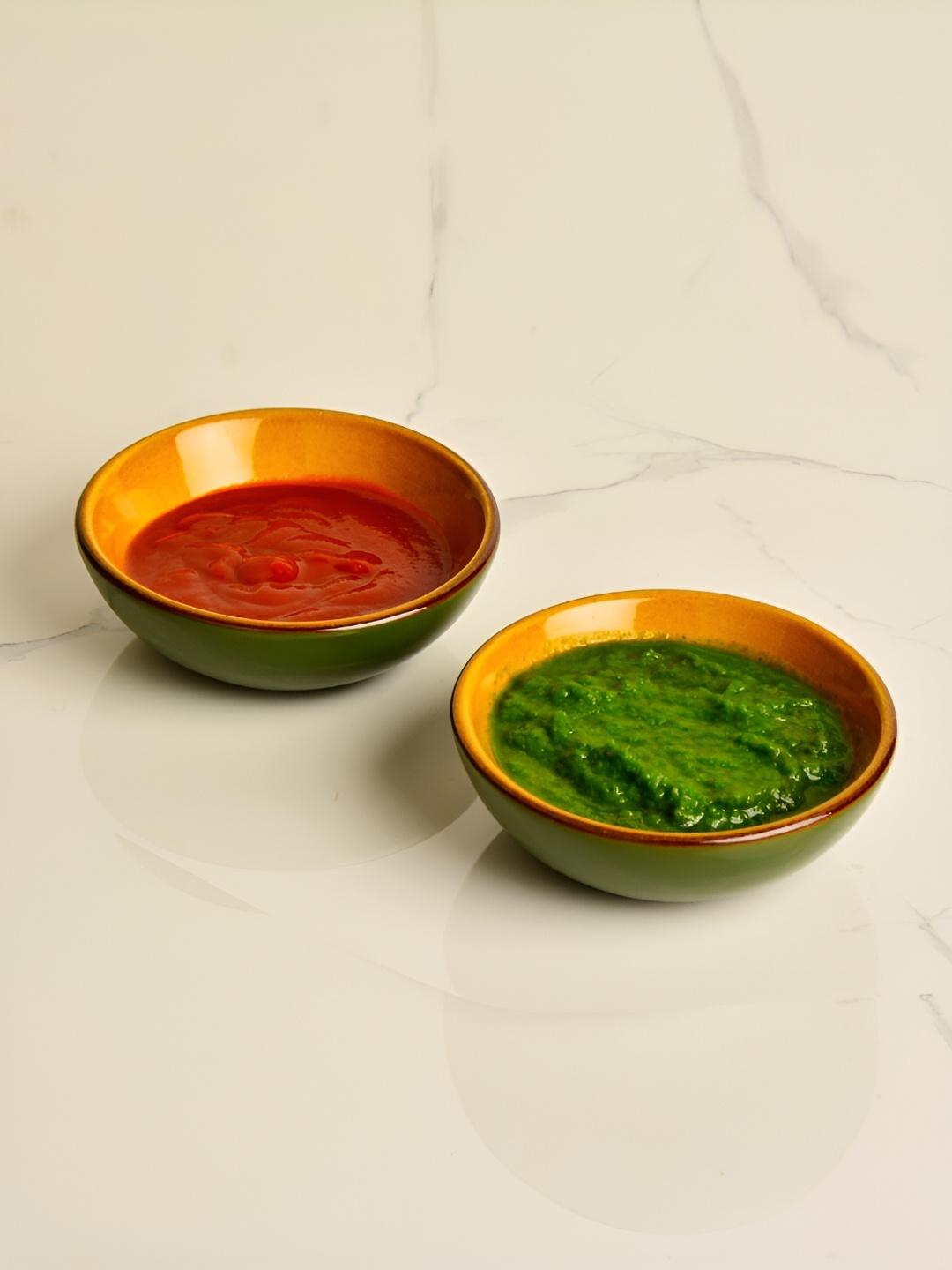 

StyleMyWay Green & Orange 2 Pieces Ceramic Dip Bowls