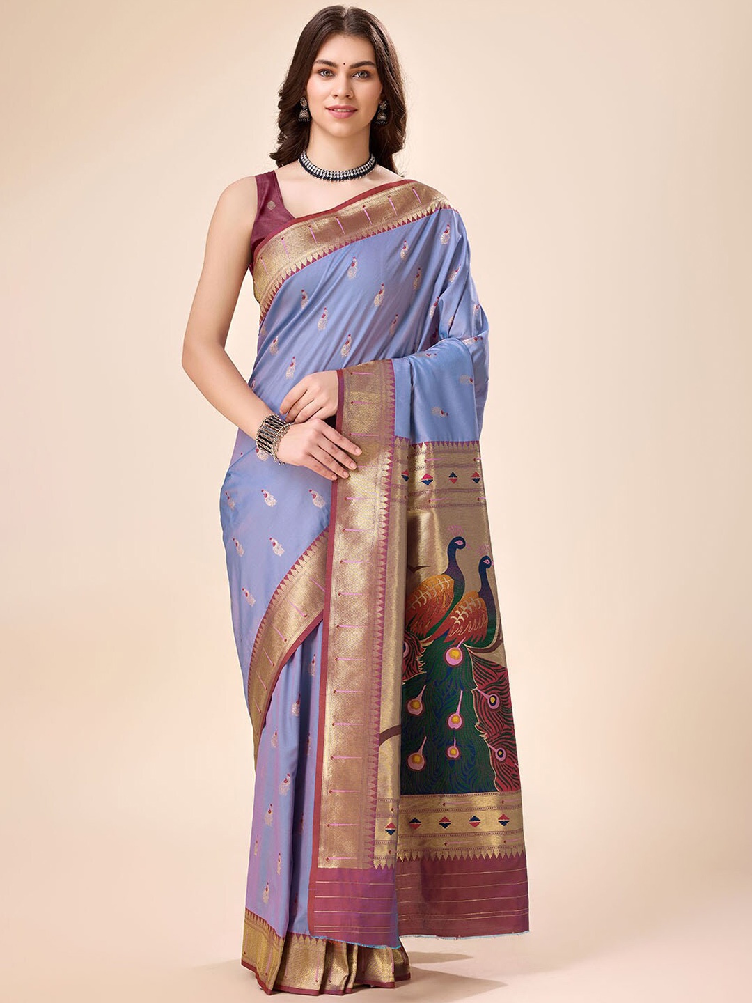 

Tasarika Woven Design Zari Pure Silk Saree, Lavender