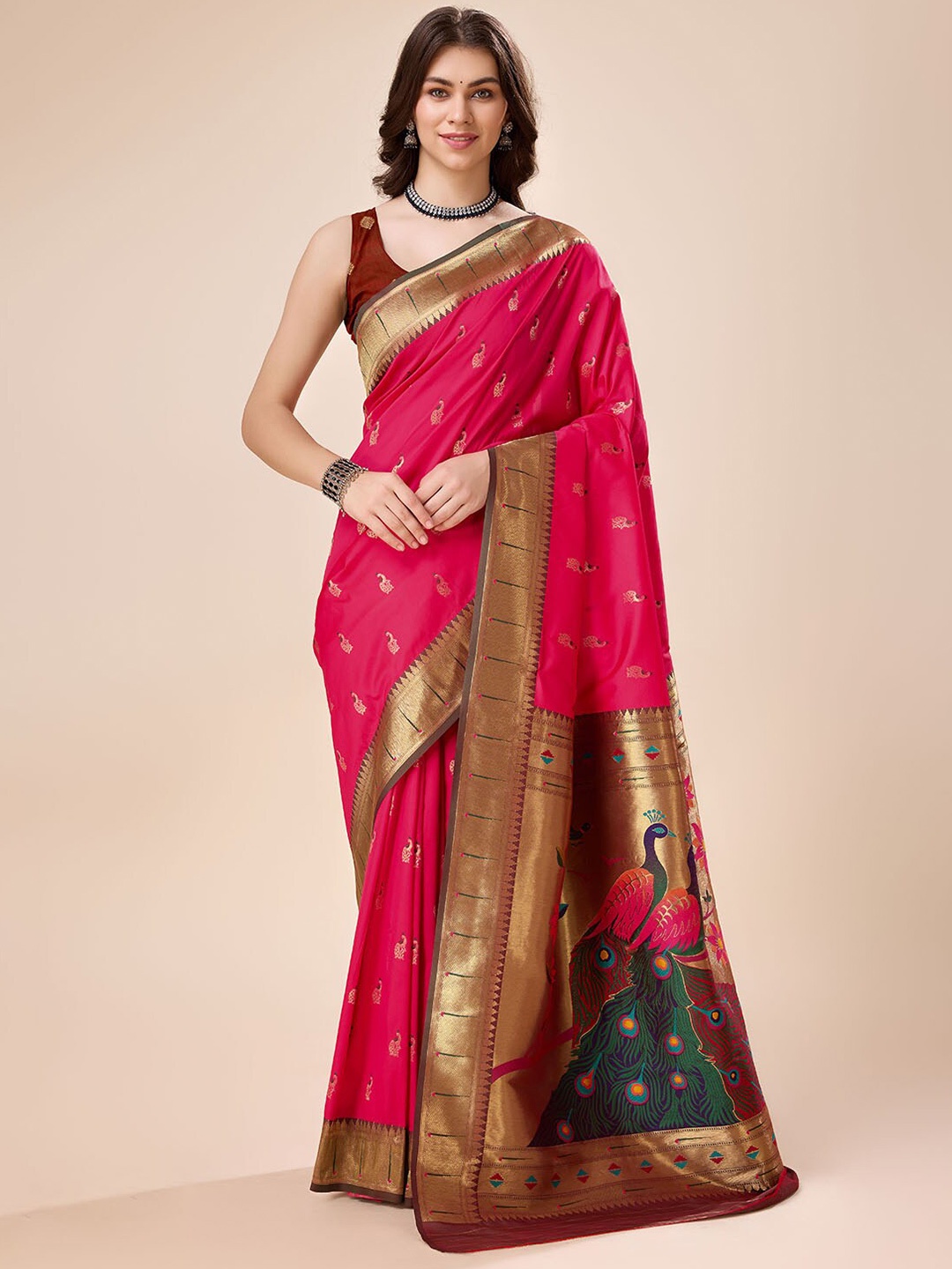 

Tasarika Woven Design Zari Pure Silk Saree, Pink