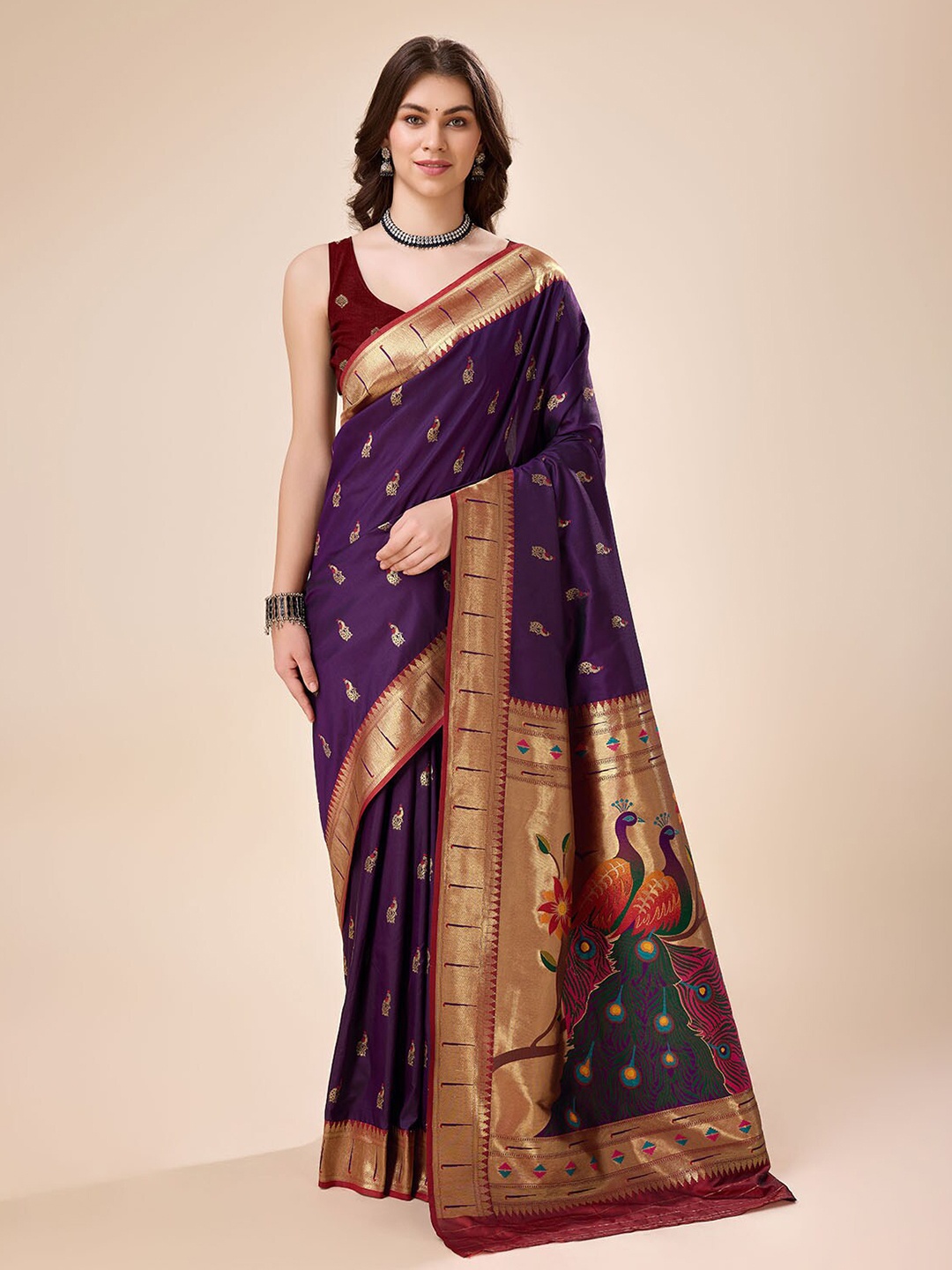 

Tasarika Woven Design Zari Pure Silk Saree, Purple