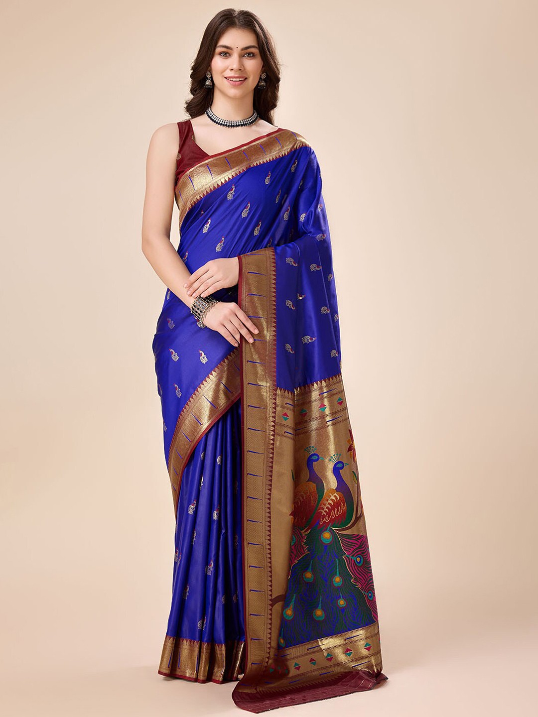 

Tasarika Woven Design Zari Pure Silk Saree, Blue