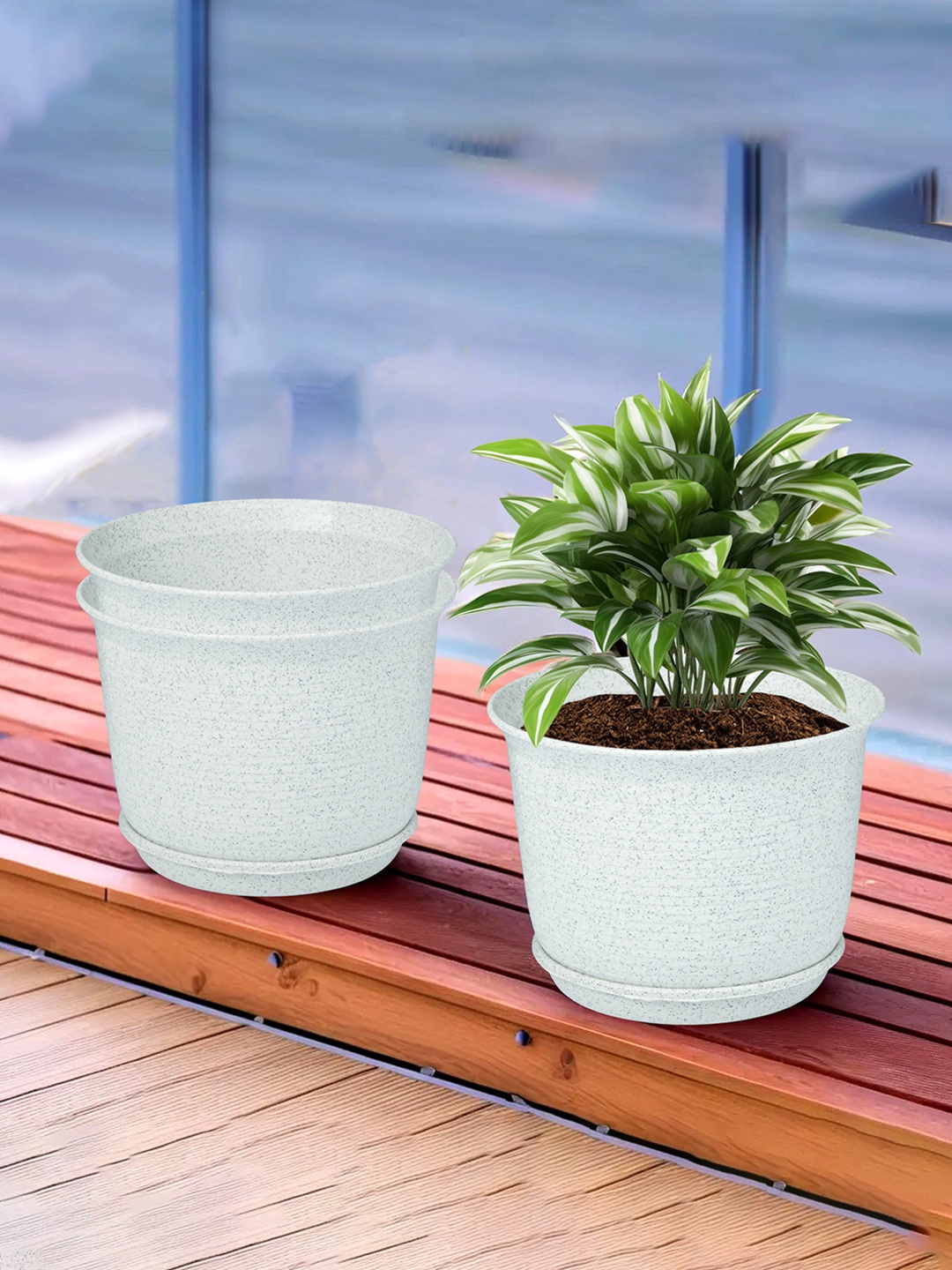 

Kuber Industries White 3 Pieces Flower Planters
