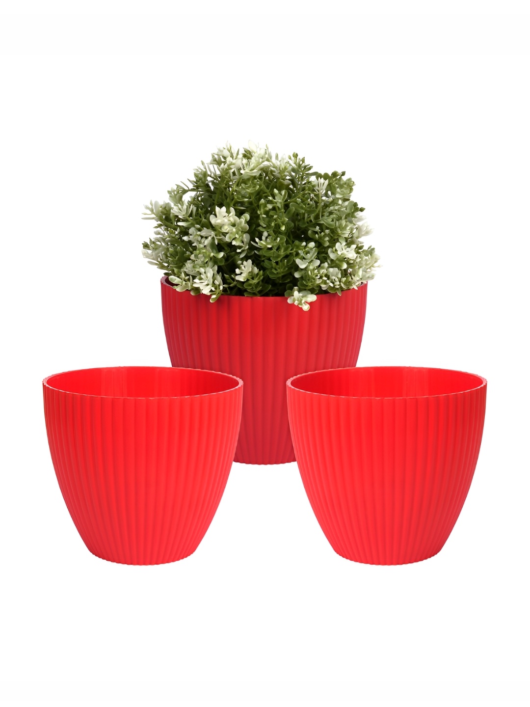 

Kuber Industries Red 3 Pcs Textured Planters