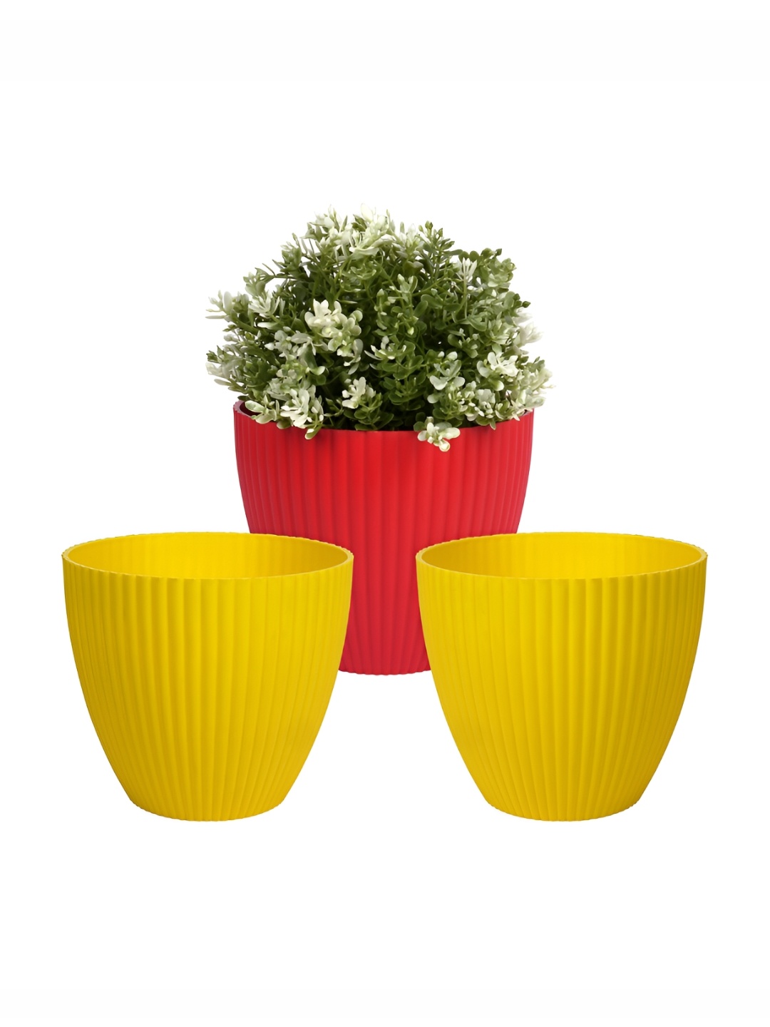 

Kuber Industries Yellow & Red 3 Pieces Flower Planters
