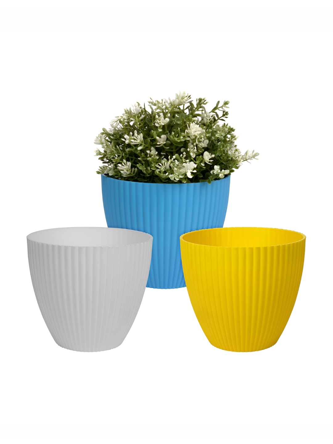 

Kuber Industries Blue & White 3 Pieces Flower Planters