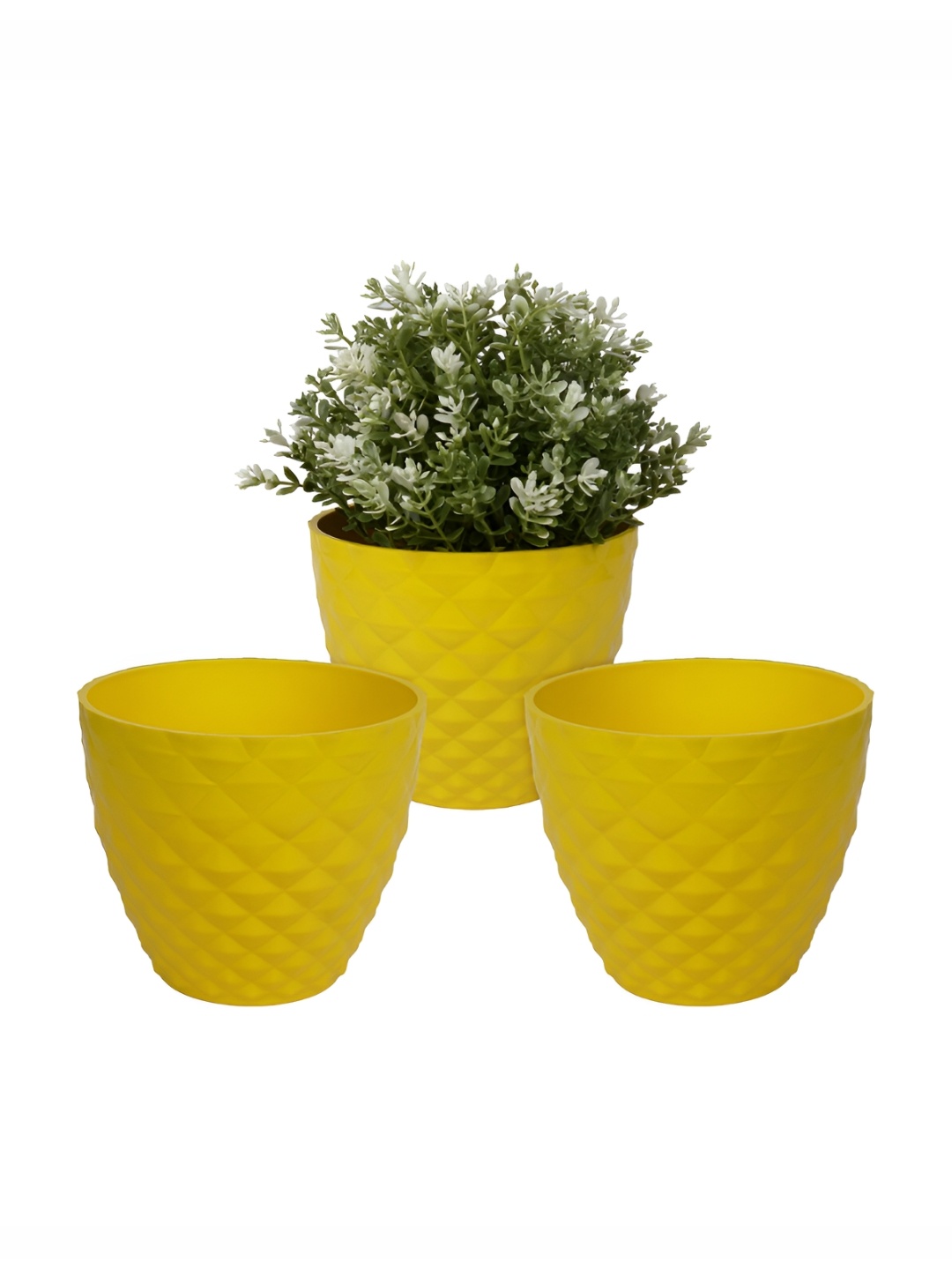 

Kuber Industries Yellow 3 Pieces Textured Planters