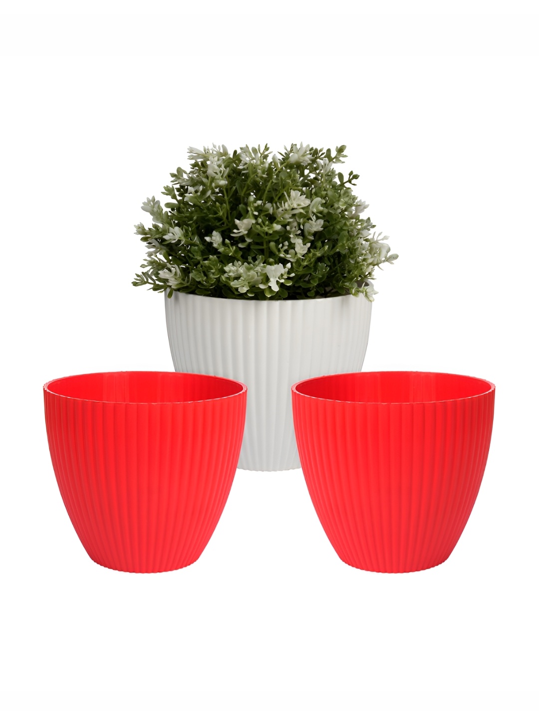 

Kuber Industries White & Red 3 Pieces Flower Planters