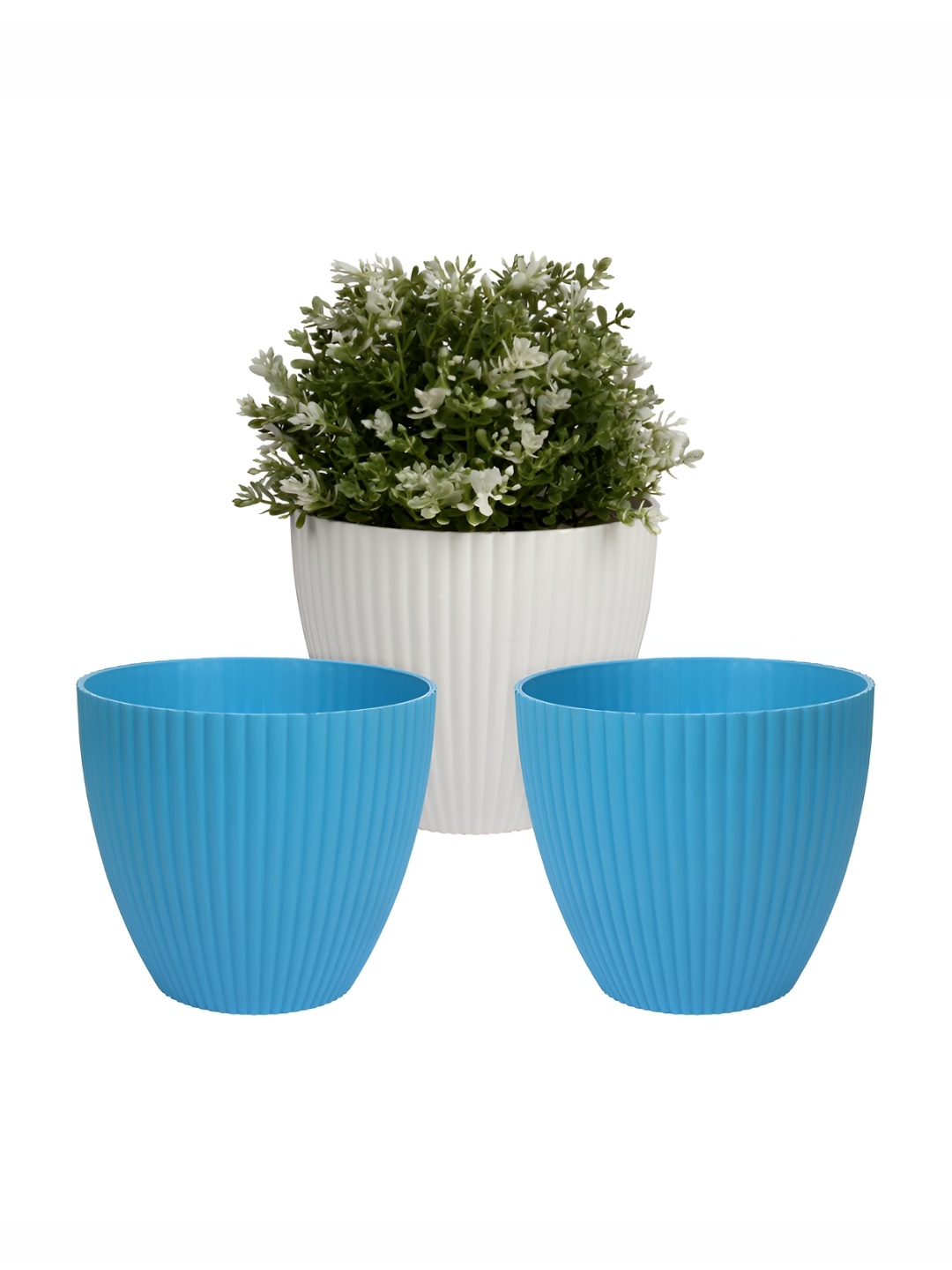 

Kuber Industries Blue & White 3 Pieces Flower Planters