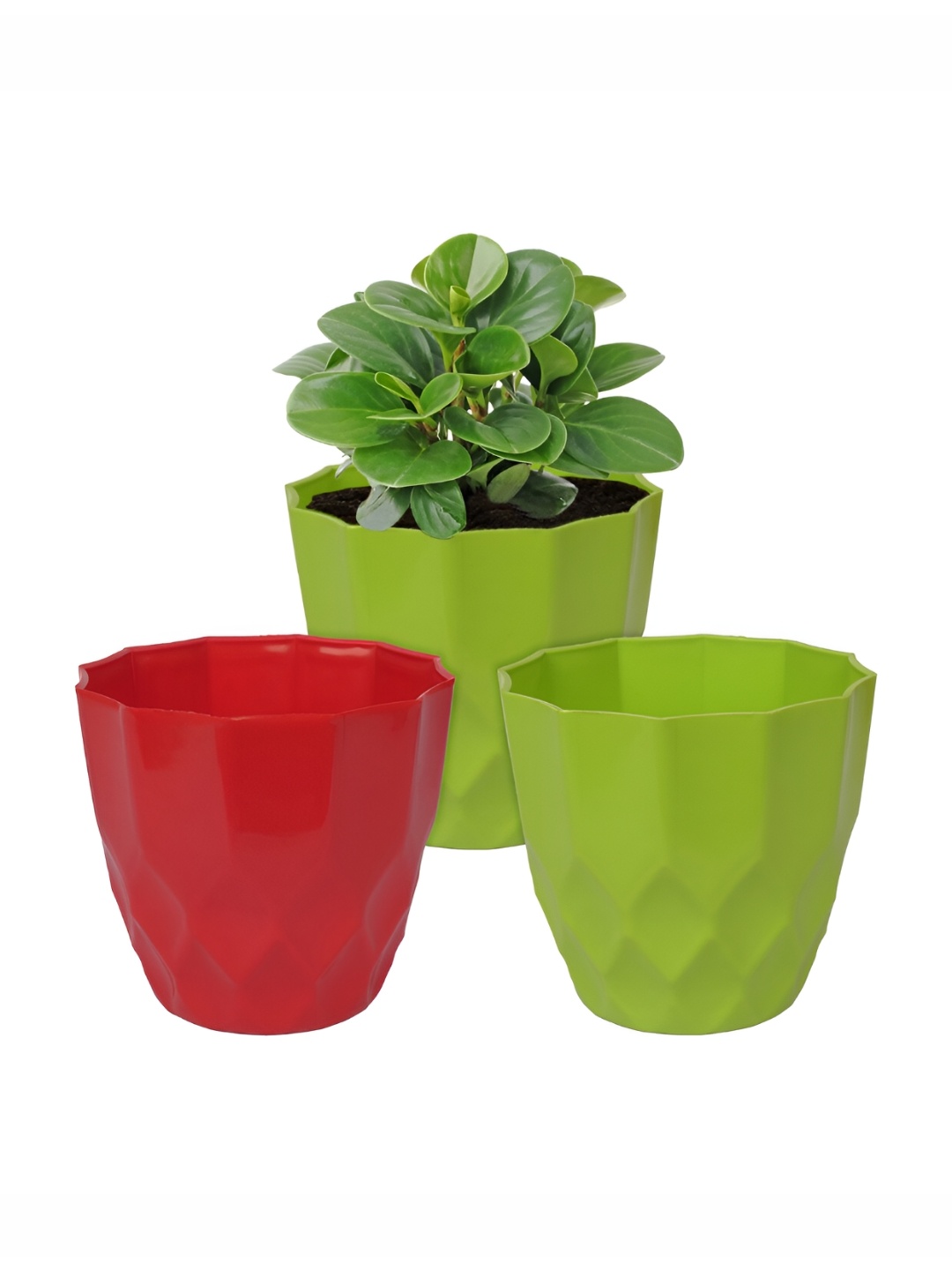 

Kuber Industries Red & Green 3 Pieces Flower Planters