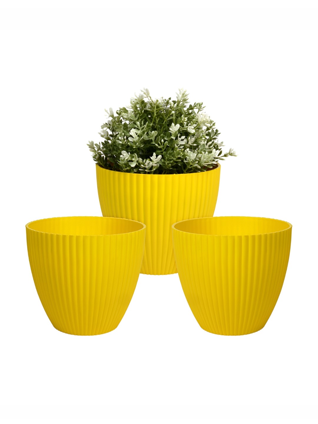 

Kuber Industries Yellow 3 Pcs Textured Planters