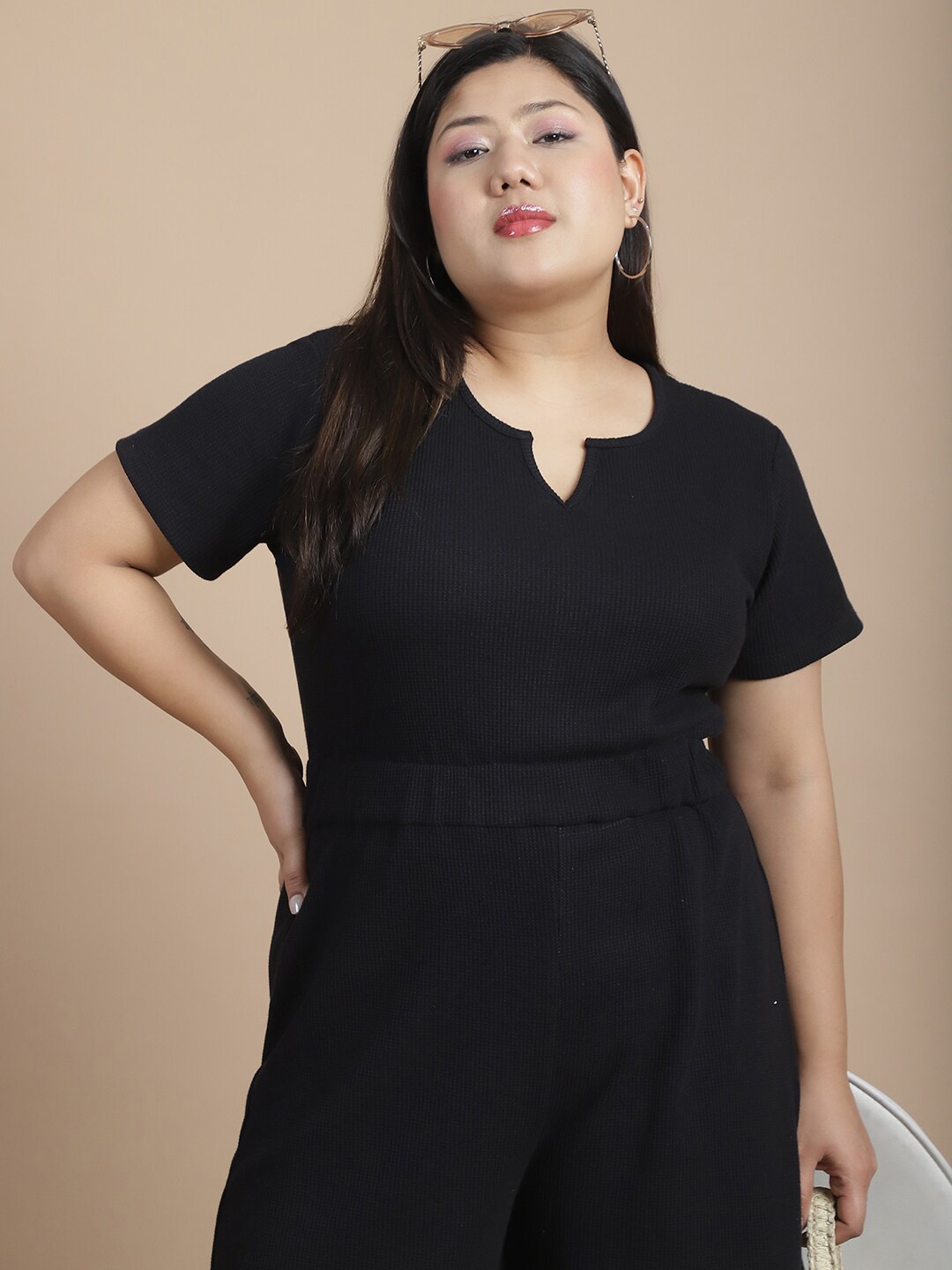 

Rigo Plus Size Cotton Playsuit, Black