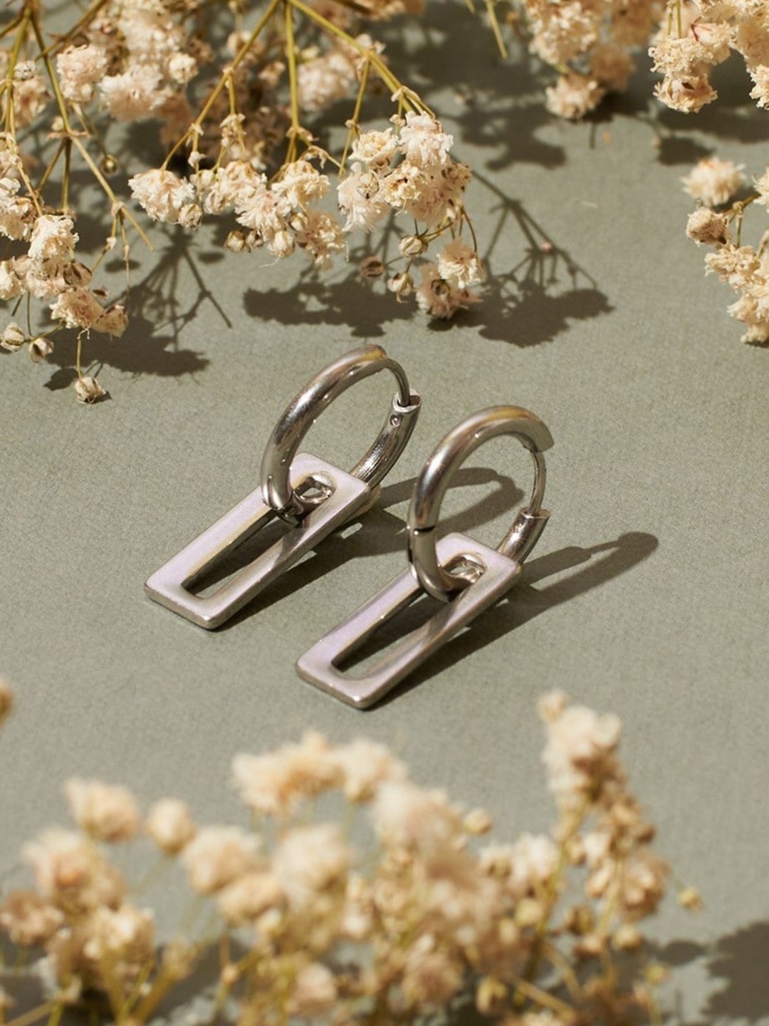 

SALTY Men Stainless Steel Hoop Earrings, Silver