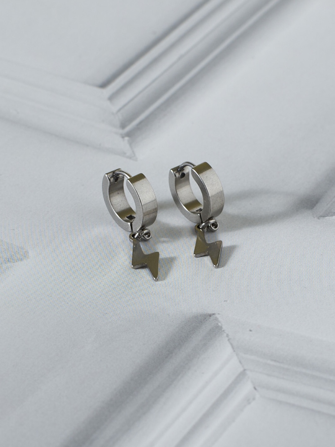 

SALTY Stainless Steel Contemporary Half Hoop Earrings, Silver