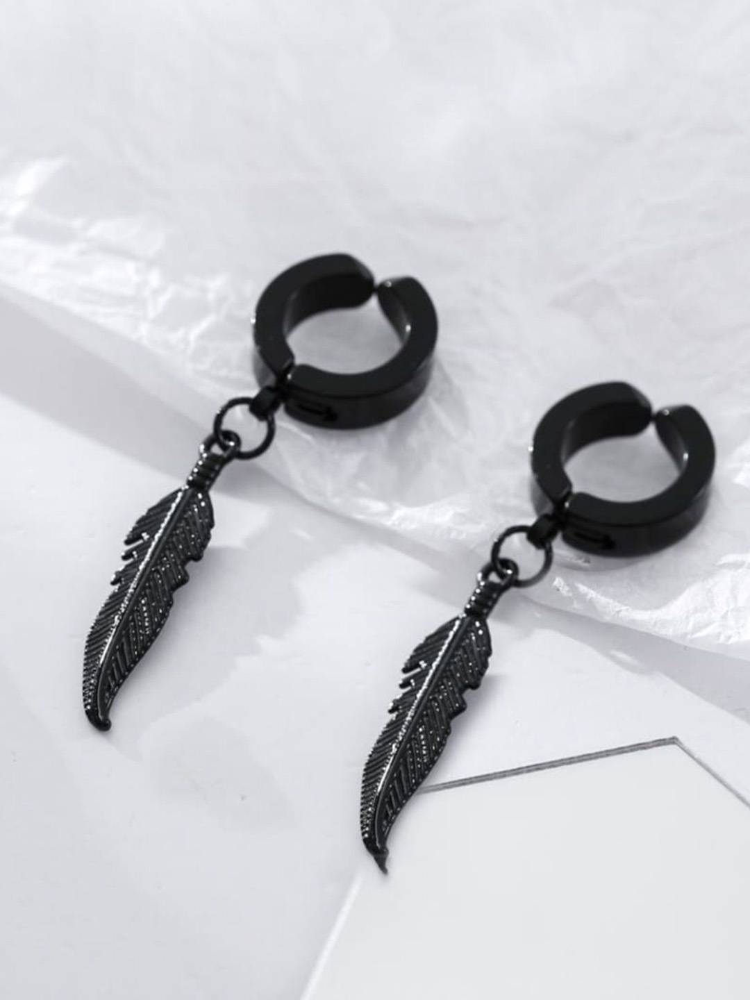 

SALTY Stainless Steel Hoop Earrings, Black