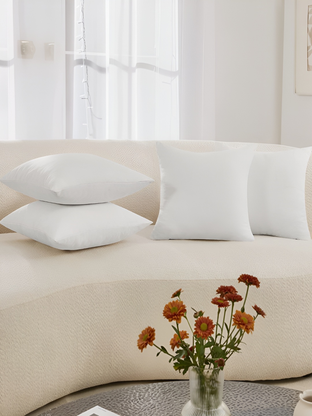 

UrbanArts White 4 Pcs Square Filled Cushions