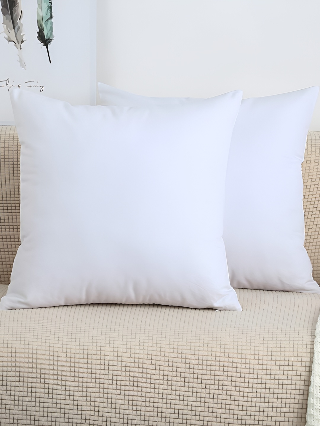 

UrbanArts White 2 Pcs Square Filled Cushions