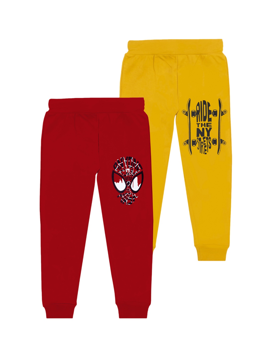 

BAESD Boys Pack Of 2 Printed Cotton Joggers, Red