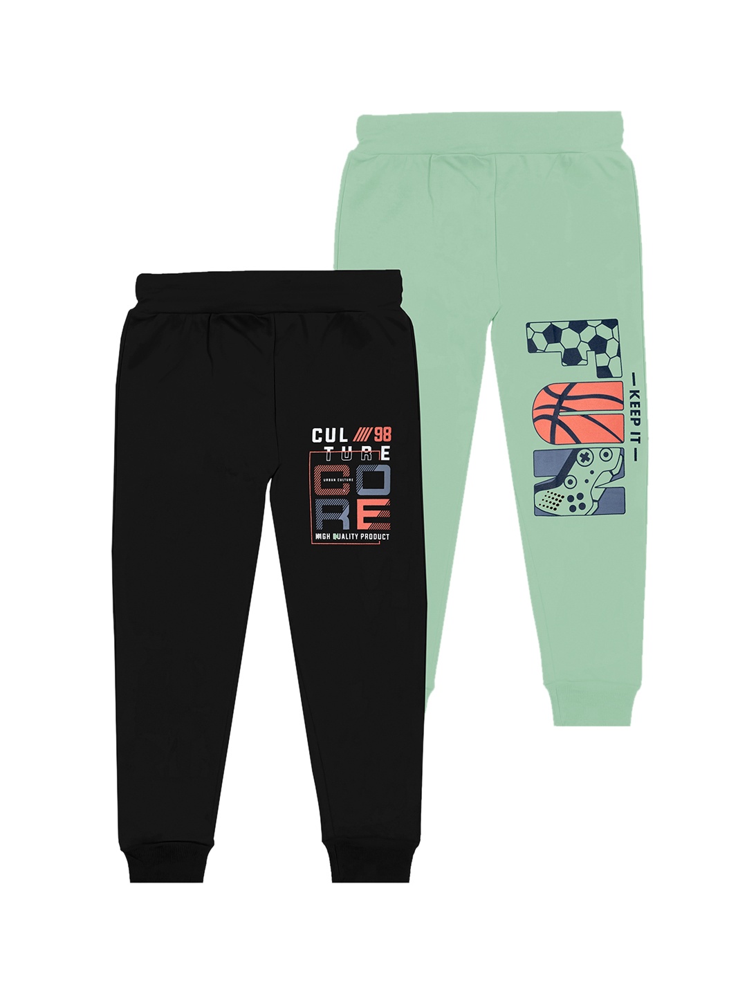 

BAESD Boys Pack Of 2 Printed Mid Rise Joggers, Black