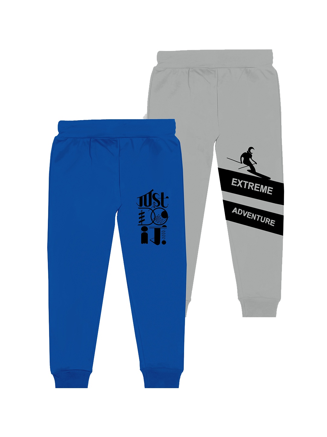 

BAESD Boys Pack of 2 Typography Printed Cotton Joggers, Grey