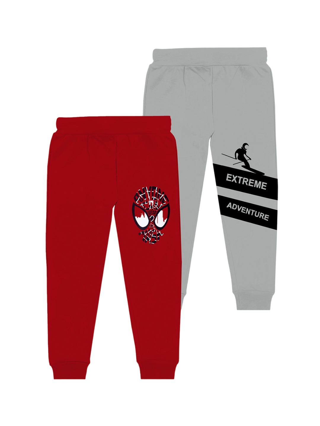 

BAESD Boys Pack Of 2 Mid-Rise Typography Printed Cotton Joggers, Grey