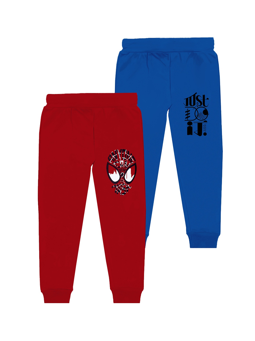 

BAESD Boys Pack Of 2 Printed Cotton Mid Rise Joggers, Red