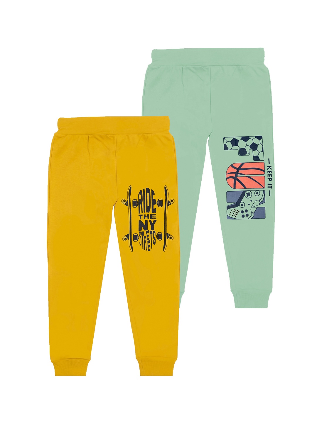 

BAESD Boys Pack Of 2 Printed Mid Rise Joggers, Green