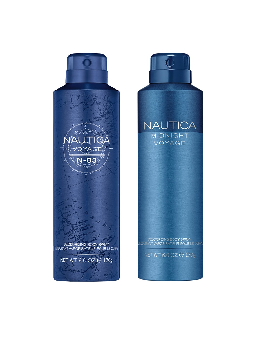 

Nautica Set Of 2 Voyage N83 & Midnight Voyage Body Spray - 170 g Each, Blue