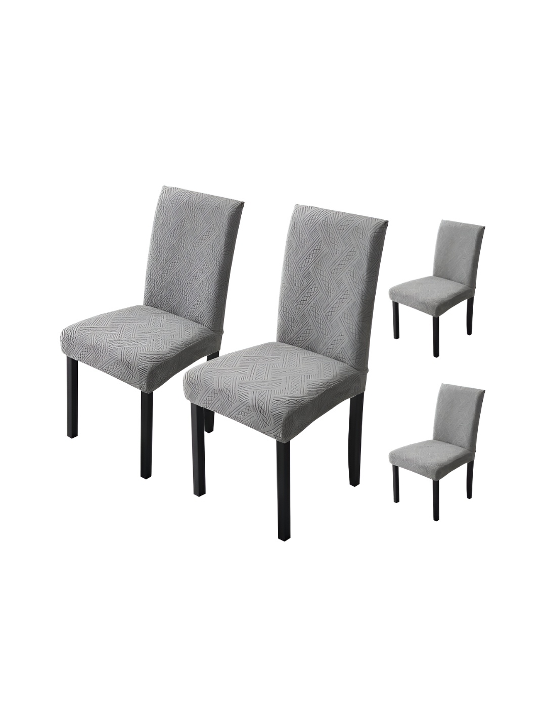 

HOUSE OF QUIRK Grey 4 Pieces Printed Stretch Chair Covers