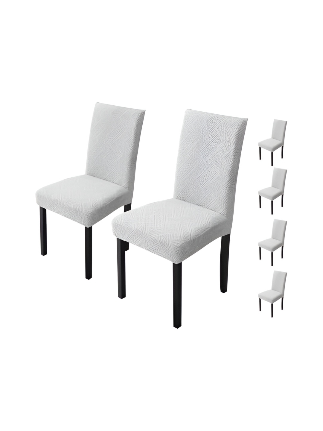 

HOUSE OF QUIRK Grey 6 Pieces Textured Elastic Chair Cover