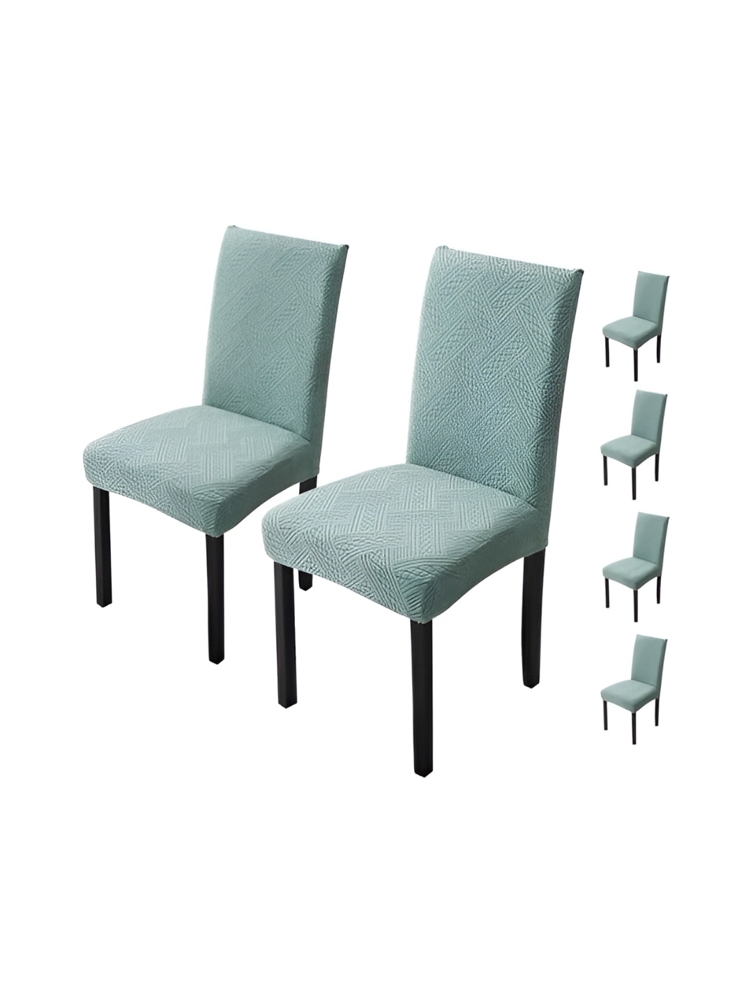 

HOUSE OF QUIRK Green 6 Pieces Textured Soft Touching Removable Chair Cover