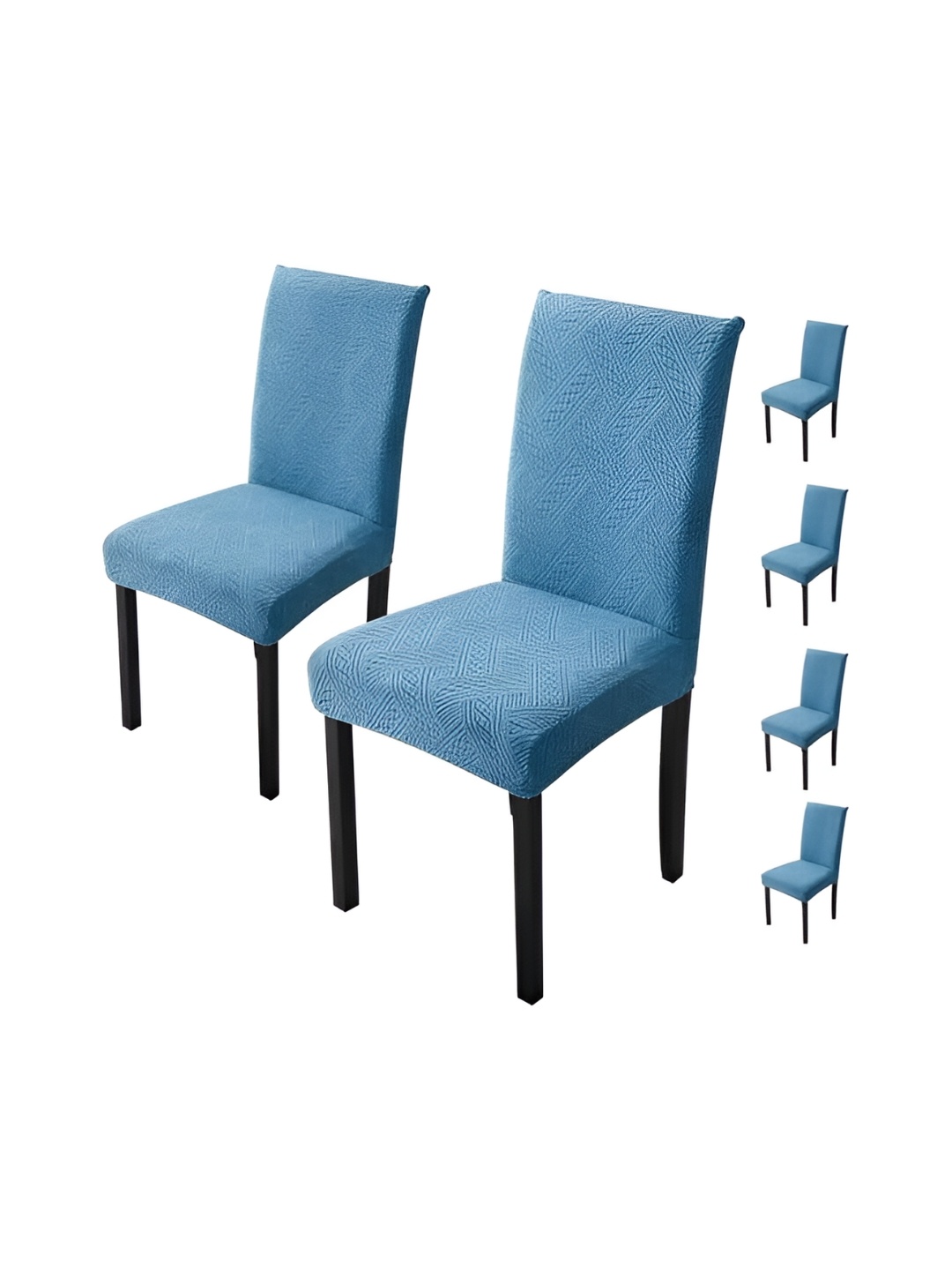 

HOUSE OF QUIRK Navy Blue 6 Pieces Texture Soft Touching Chair Covers