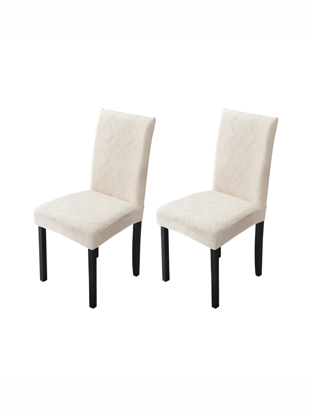 

HOUSE OF QUIRK Beige 2 Pieces Textured Removable Chair Cover