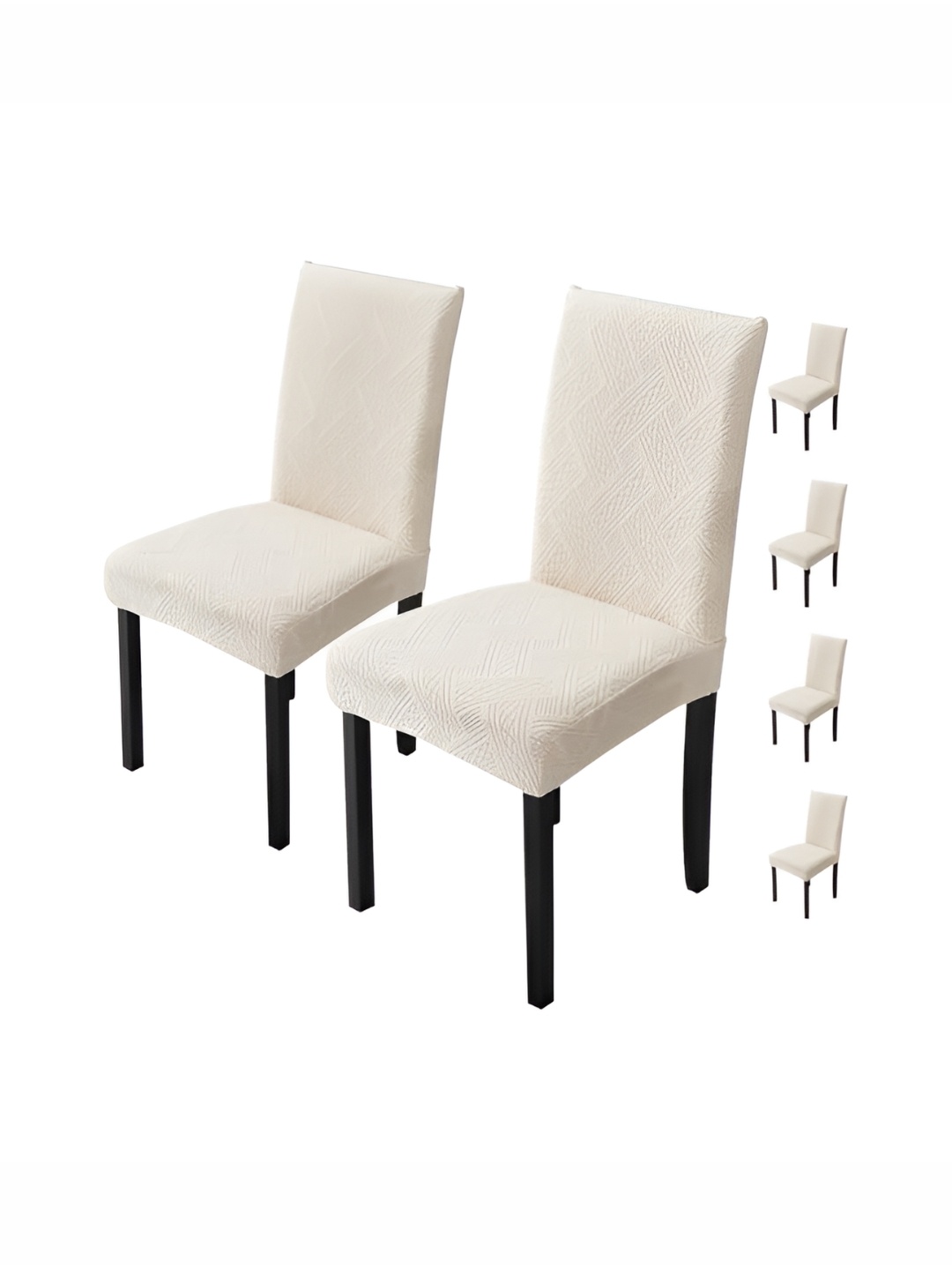 

HOUSE OF QUIRK Beige 6 Pieces Textured Stretchable Chair Cover