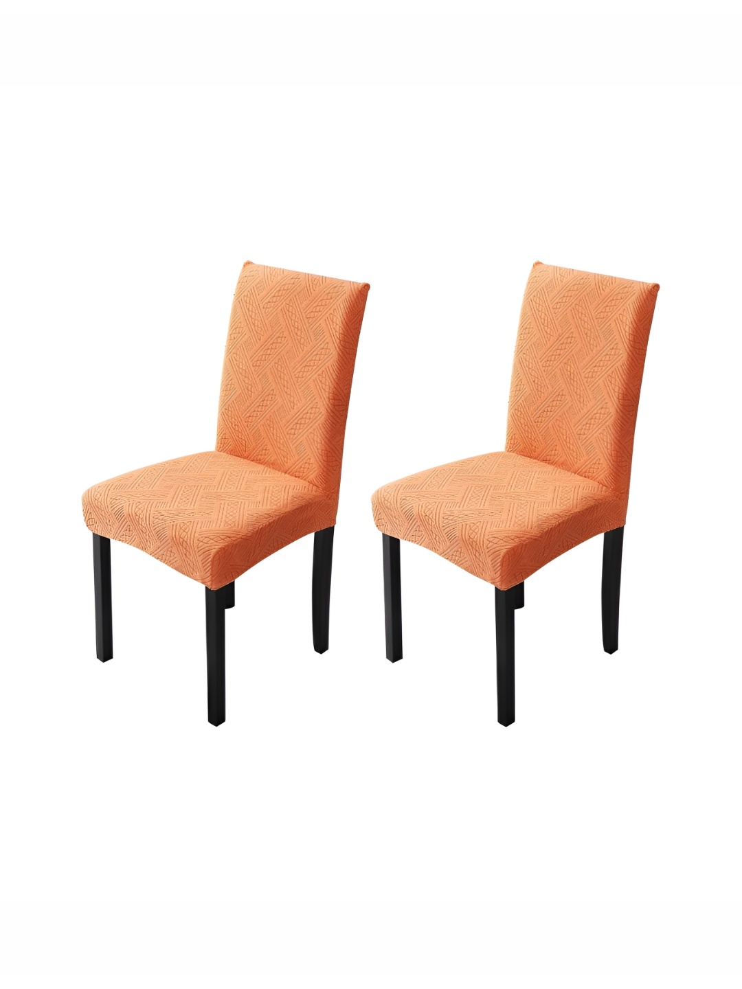 

HOUSE OF QUIRK Orange 2 Pieces Self-Design Chair Covers