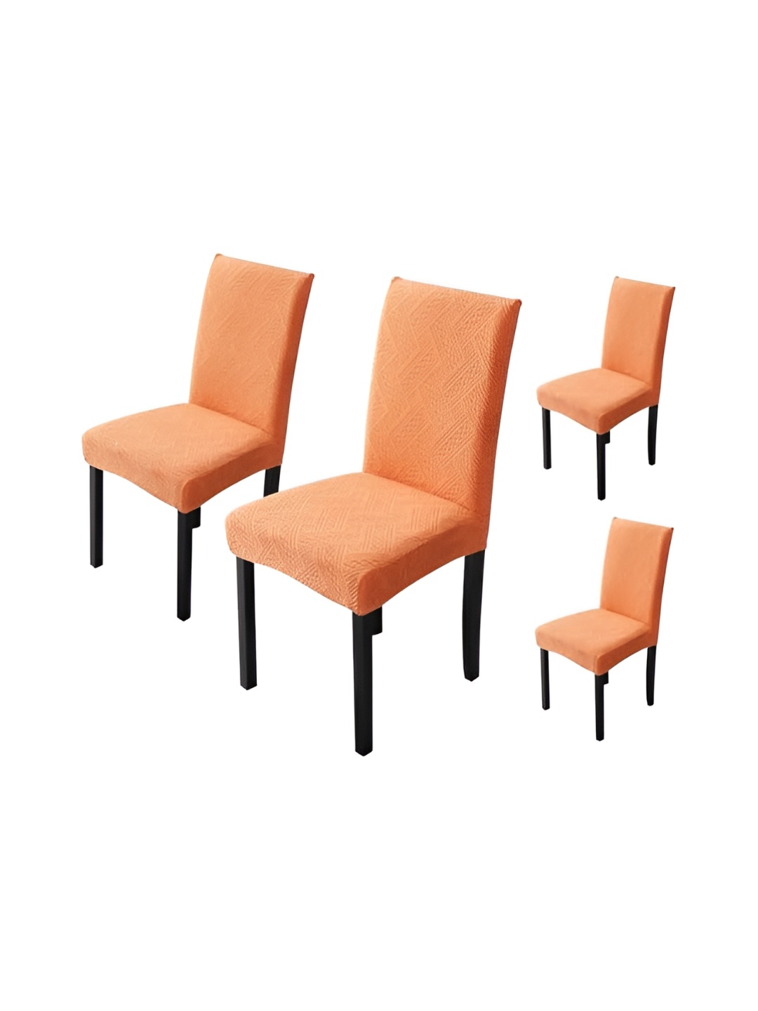 

HOUSE OF QUIRK Orange 4 Pieces Textured Elastic Soft Touching Removable Chair Cover