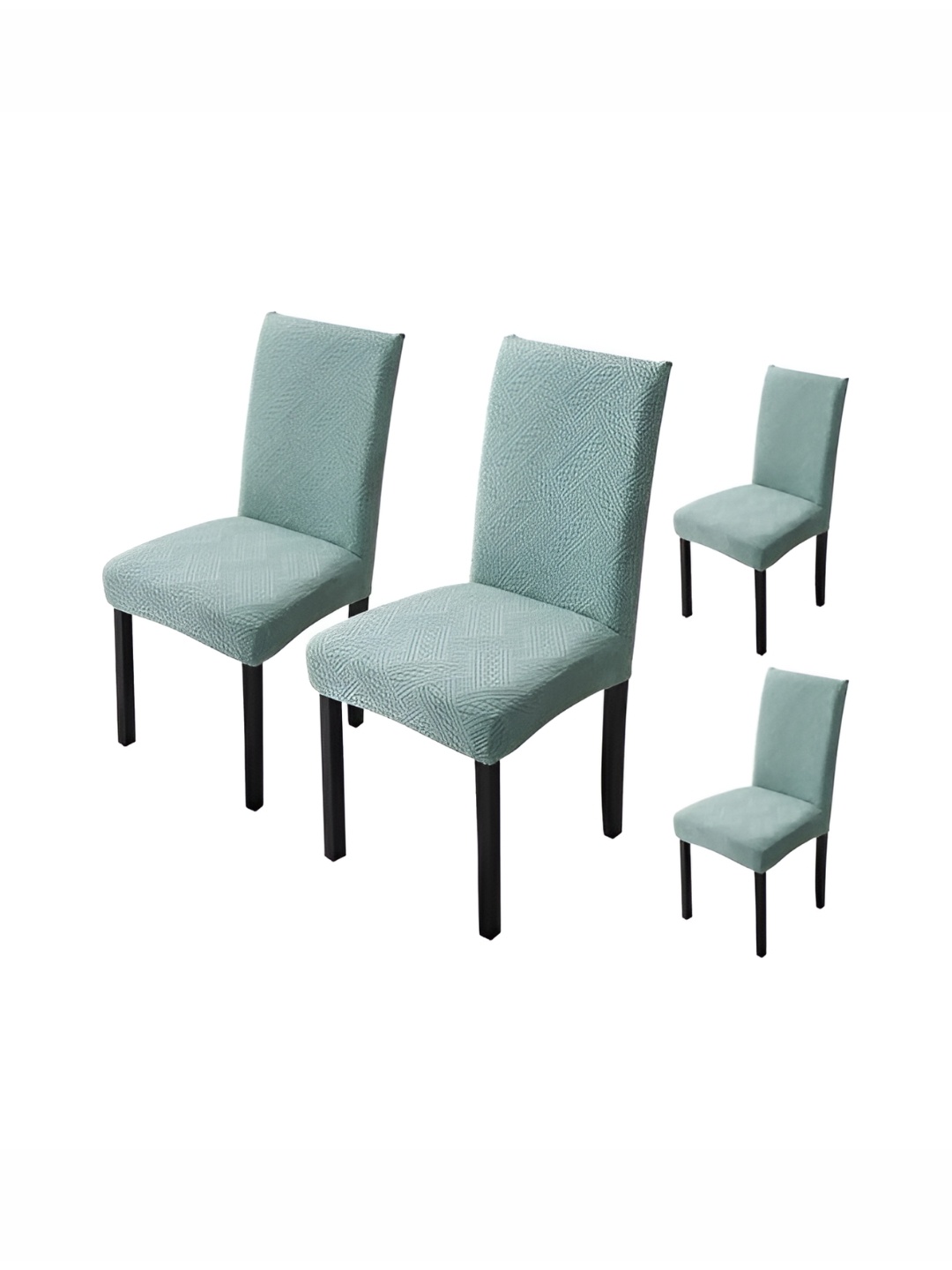 

HOUSE OF QUIRK 4 Pieces Green Jacquard Soft Touching Removable Chair Covers