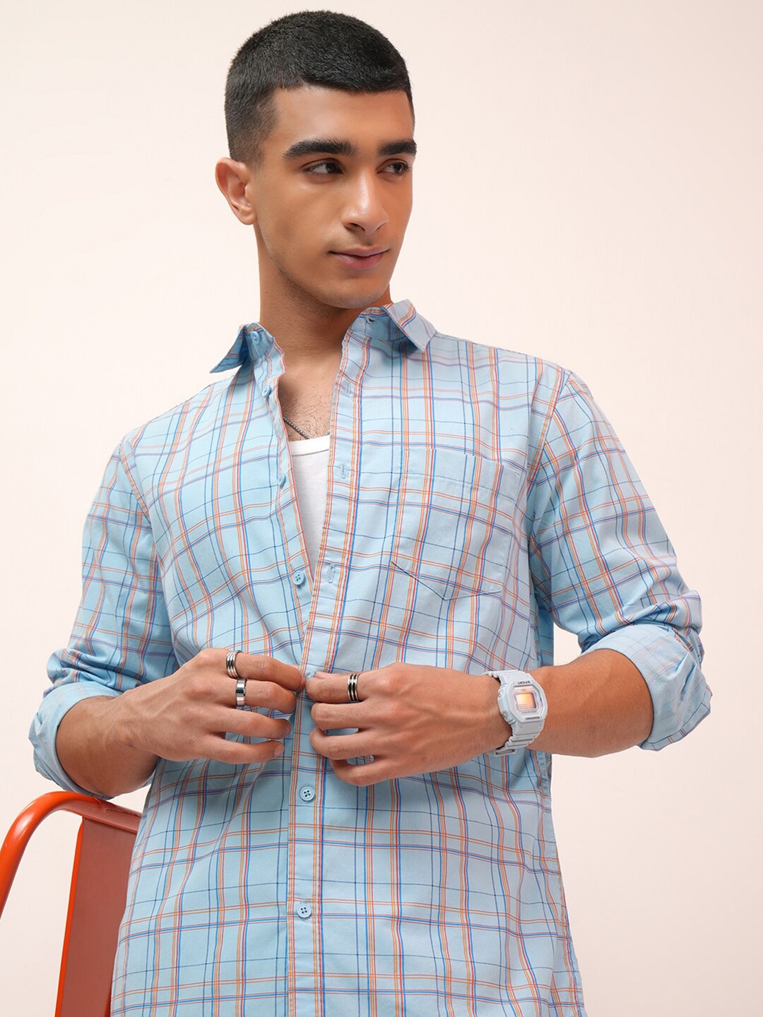 

Highlander Men Regular Fit Slim Fit Shirt, Blue