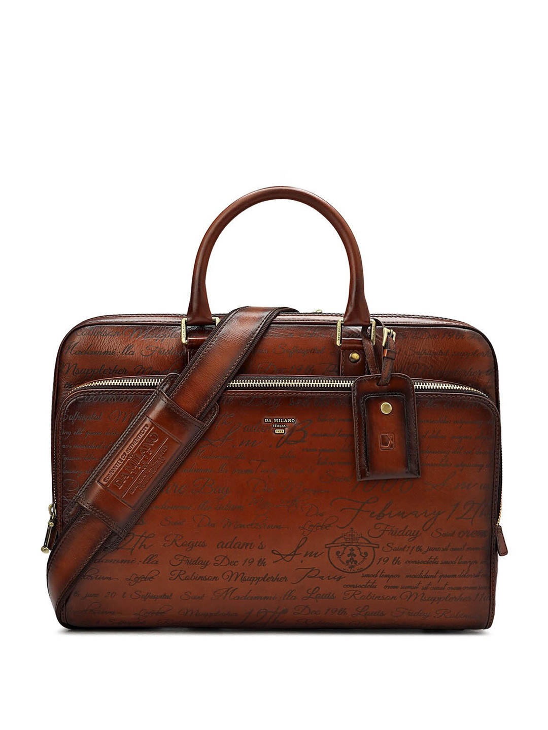 

Da Milano Men Leather Laptop Bag, Brown