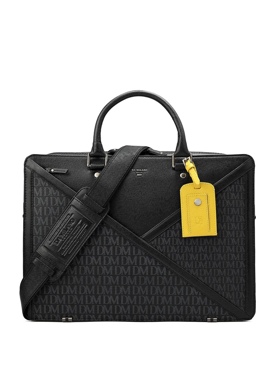 

Da Milano Men Printed Leather Laptop Bag Up to 15 inch, Black