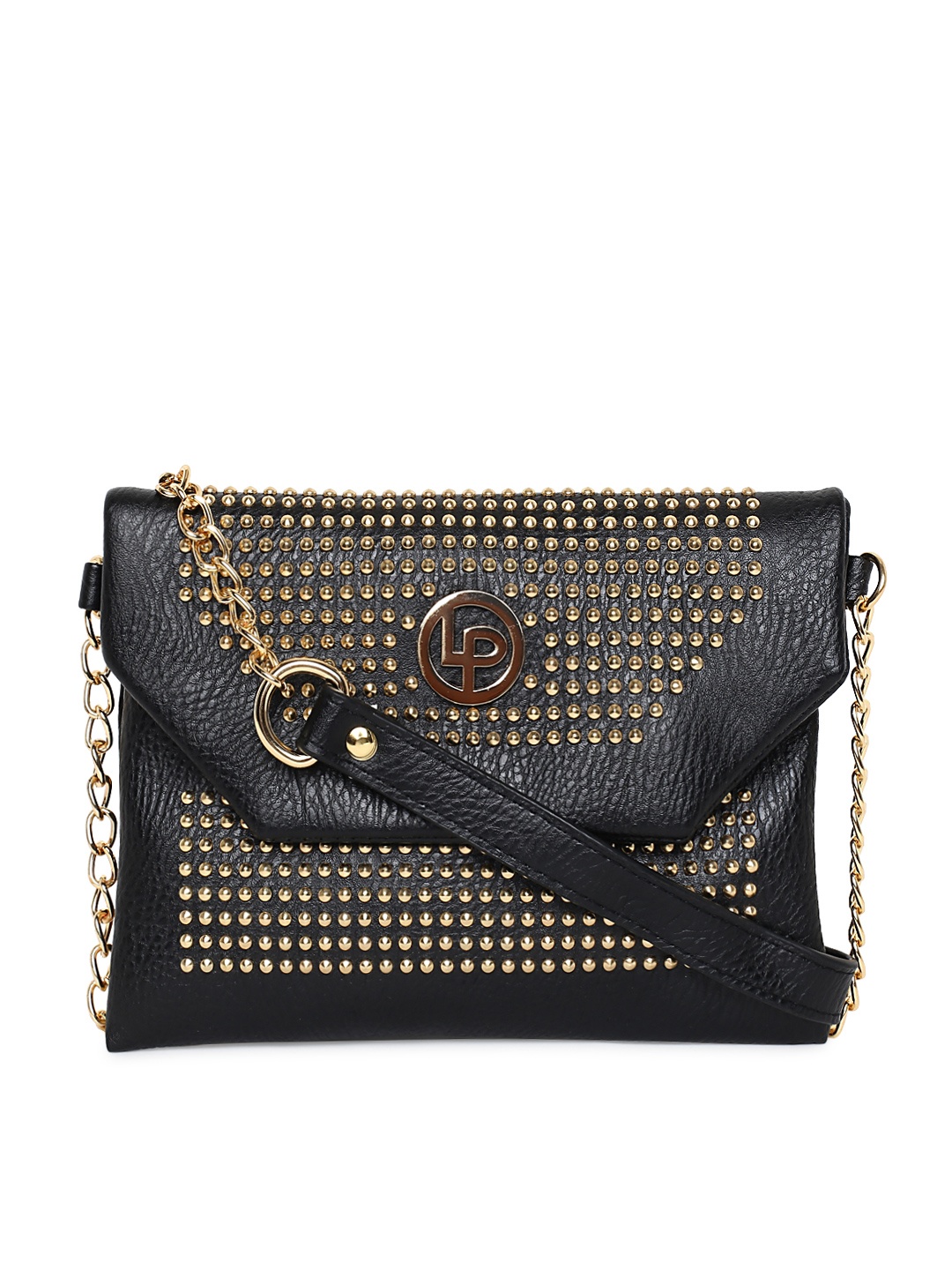 

Lisa Haydon for Lino Perros Black & Gold-Toned Embellished Sling Bag