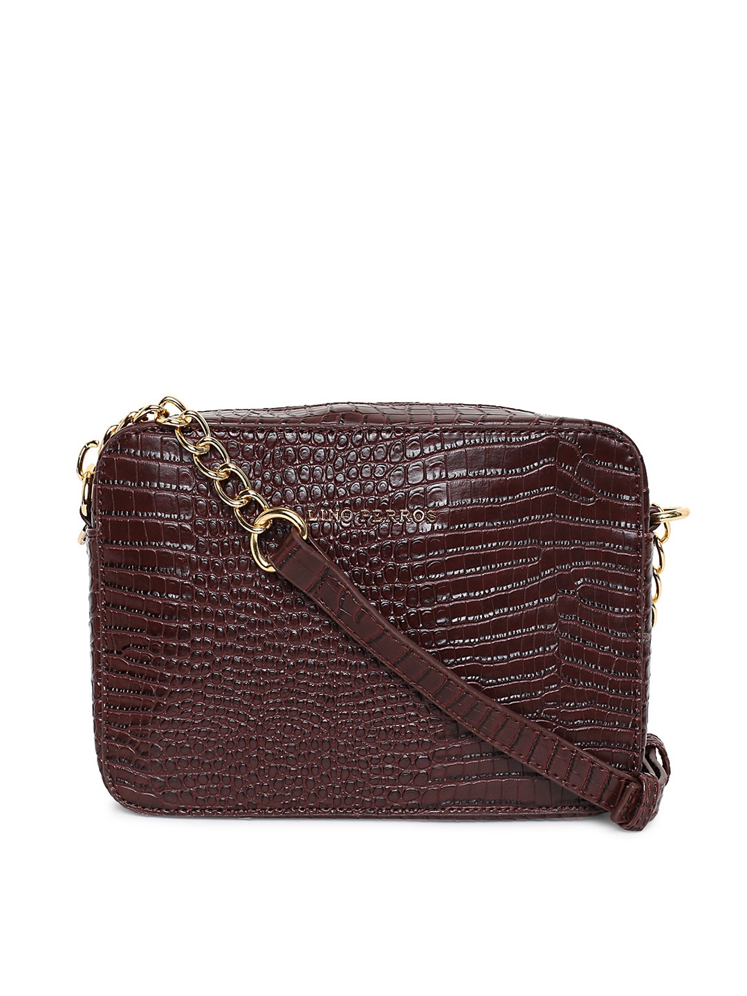 

Lisa Haydon for Lino Perros Brown Croc Textured Sling Bag