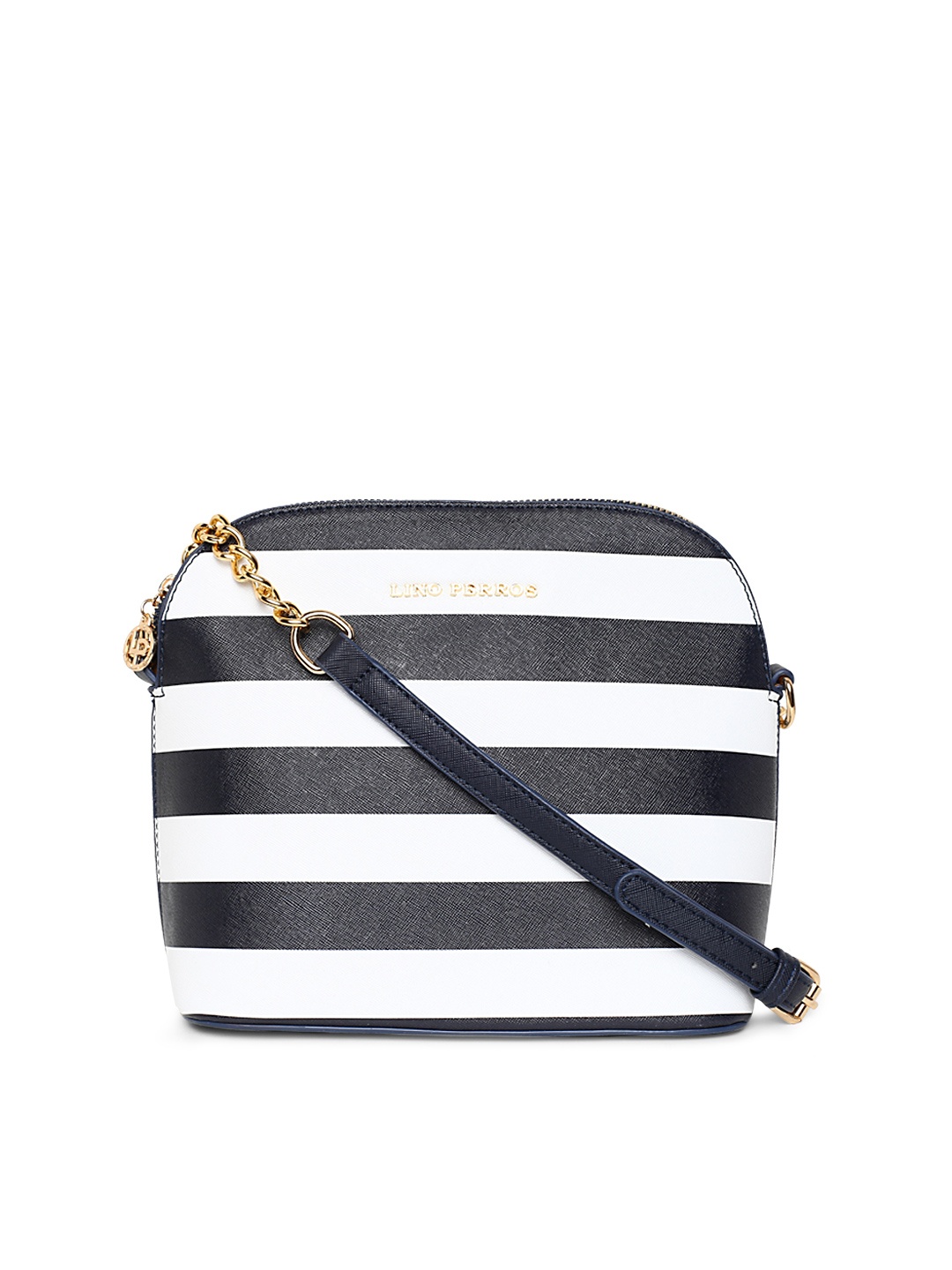 

Lisa Haydon for Lino Perros Navy & White Striped Sling Bag, Navy blue