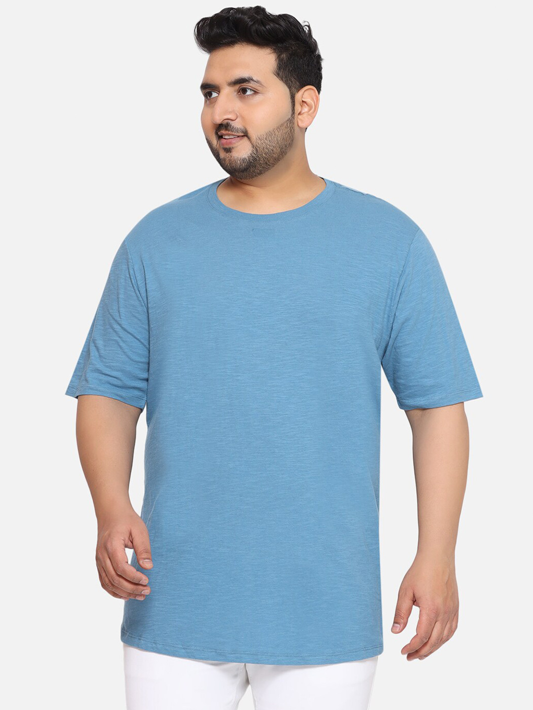 

Santonio Regular Fit Short Sleeves Round Neck Cotton T-shirt, Blue
