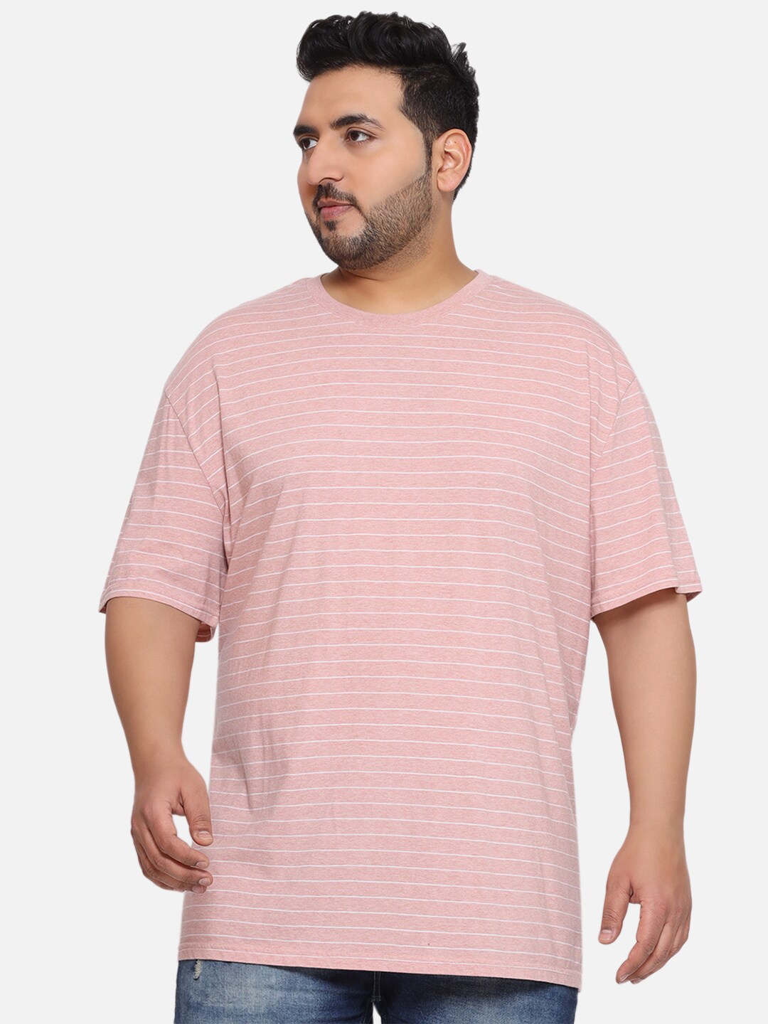 

Santonio Striped Regular Fit Short Sleeves Cotton T-shirt, Peach