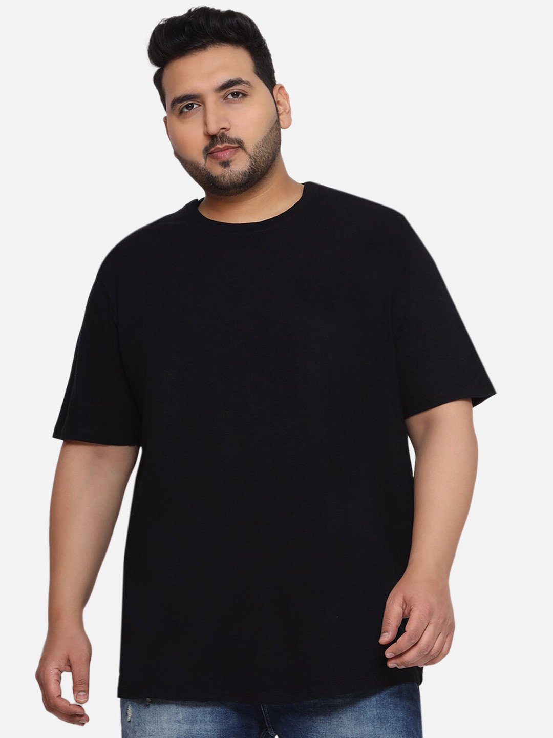 

Santonio Plus Size Round Neck Short Sleeves Cotton Casual T-shirt, Black