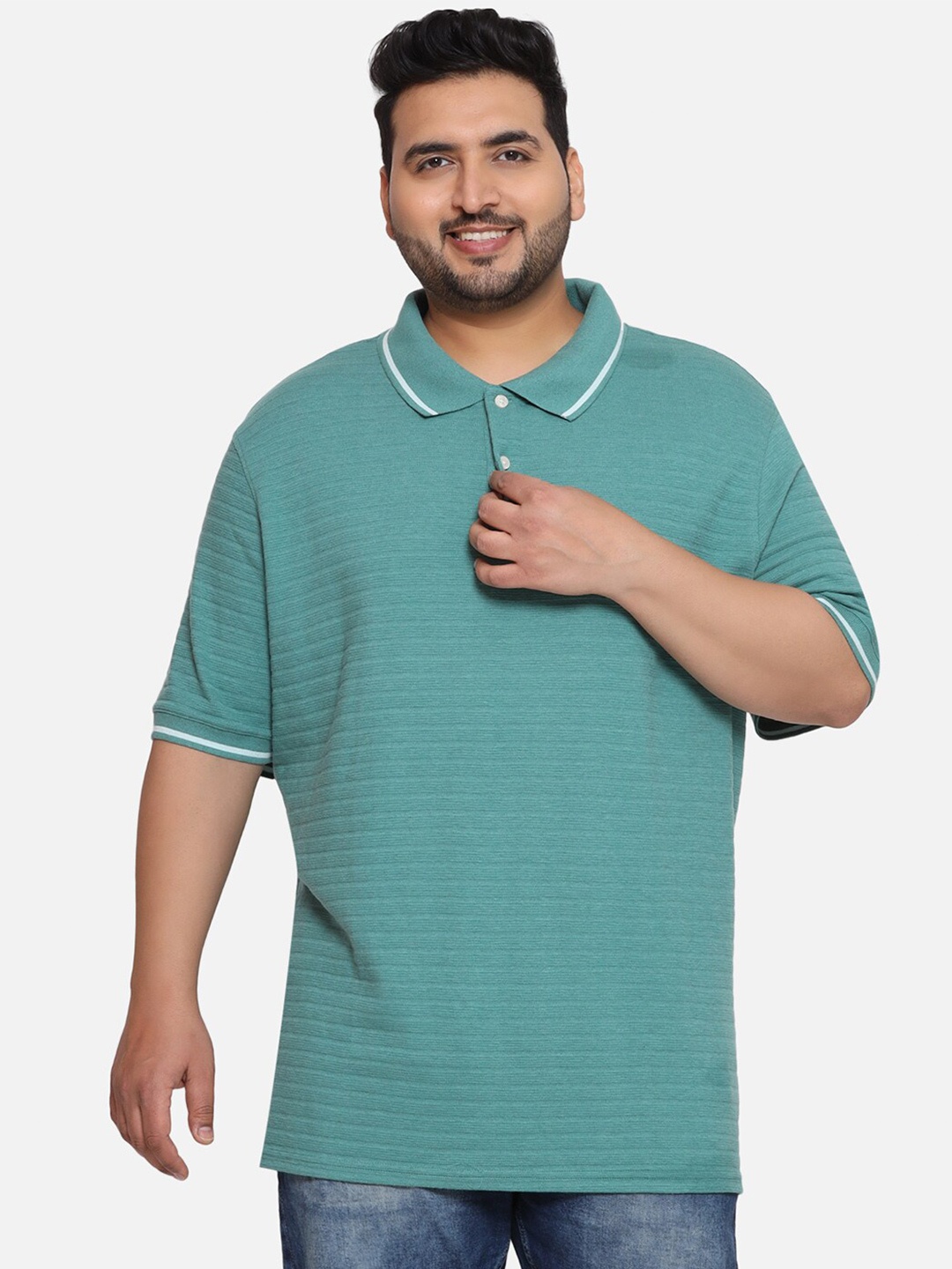 

Santonio Regular Fit Short Sleeves Polo Collar Cotton T-shirt, Green